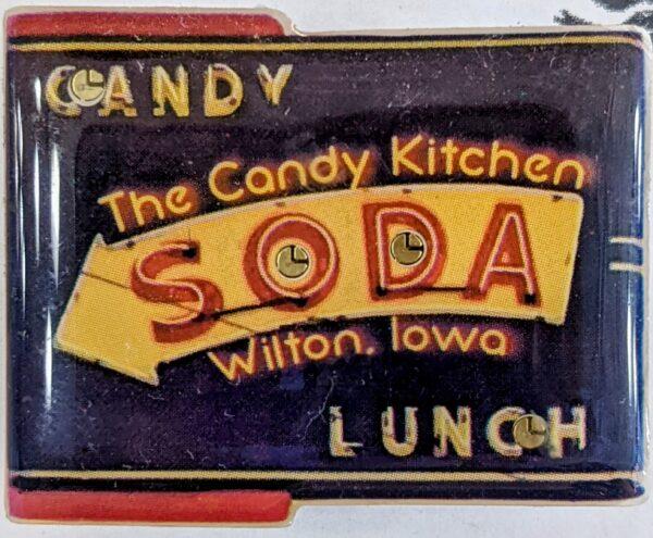 Candy Kitchen's Soda Sign Blinking Lapel Pin